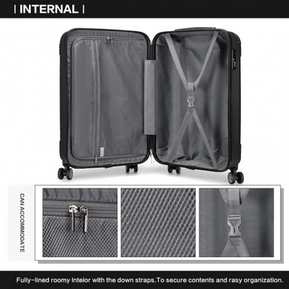 Kono 19 Inch ABS Lightweight Compact Hard Shell Cabin Suitcase - Black Travel Carry-On Luggage