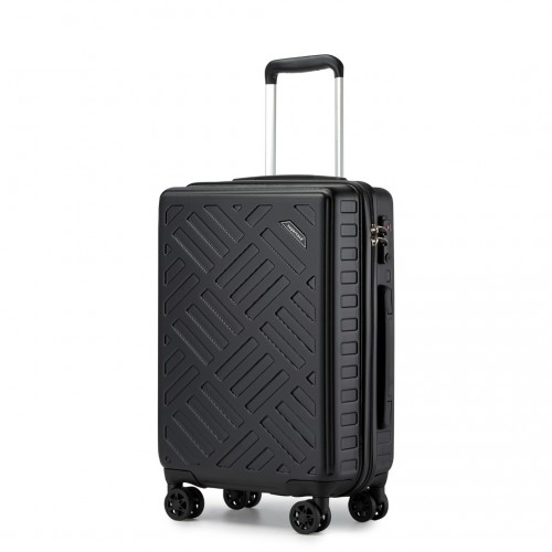 Supercase 20 Inch Geometric Pattern Carry-On Suitcase with TSA Lock - Black