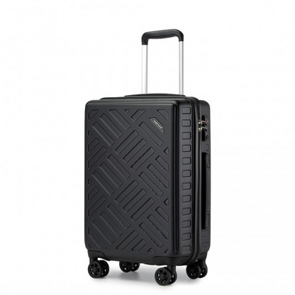 Supercase 20 Inch Geometric Pattern Carry-On Suitcase with TSA Lock - Black