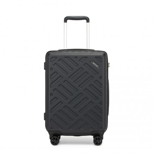 Supercase 20 Inch Geometric Pattern Carry-On Suitcase with TSA Lock - Black