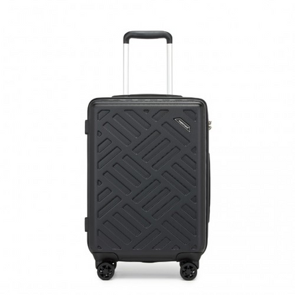 Supercase 20 Inch Geometric Pattern Carry-On Suitcase with TSA Lock - Black