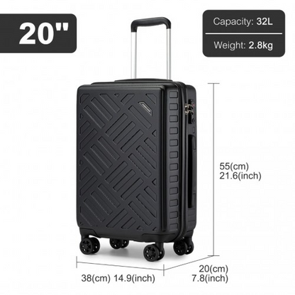 Supercase 20 Inch Geometric Pattern Carry-On Suitcase with TSA Lock - Black