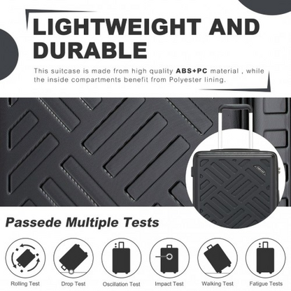 Supercase 20 Inch Geometric Pattern Carry-On Suitcase with TSA Lock - Black