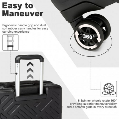 Supercase 20 Inch Geometric Pattern Carry-On Suitcase with TSA Lock - Black