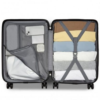 Supercase 20 Inch Geometric Pattern Carry-On Suitcase with TSA Lock - Black