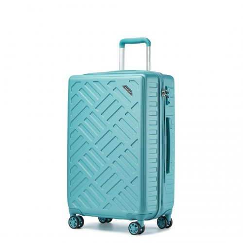 Supercase 24 Inch Sleek Geometric Pattern Hard Shell ABS+PC Check-In Suitcase with TSA Lock - Blue