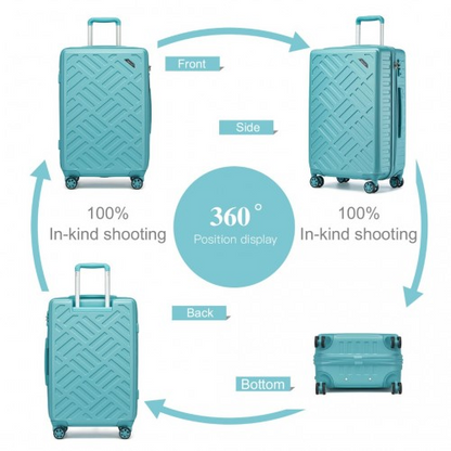 Supercase 24 Inch Sleek Geometric Pattern Hard Shell ABS+PC Check-In Suitcase with TSA Lock - Blue