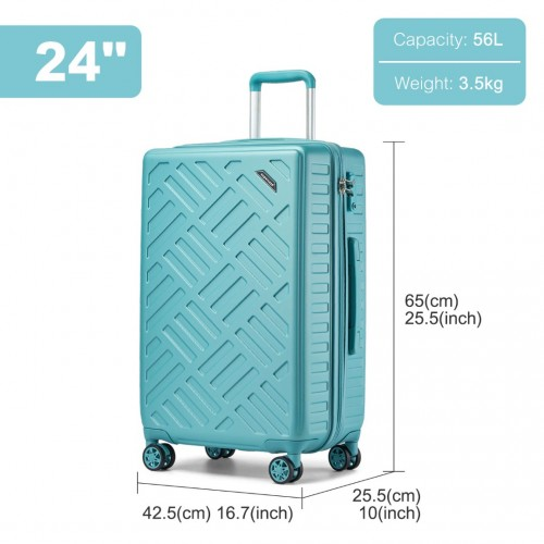 Supercase 24 Inch Sleek Geometric Pattern Hard Shell ABS+PC Check-In Suitcase with TSA Lock - Blue
