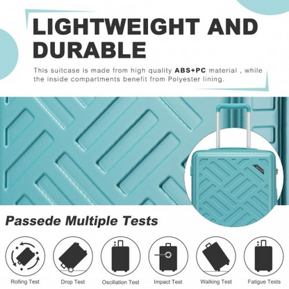 Supercase 24 Inch Sleek Geometric Pattern Hard Shell ABS+PC Check-In Suitcase with TSA Lock - Blue