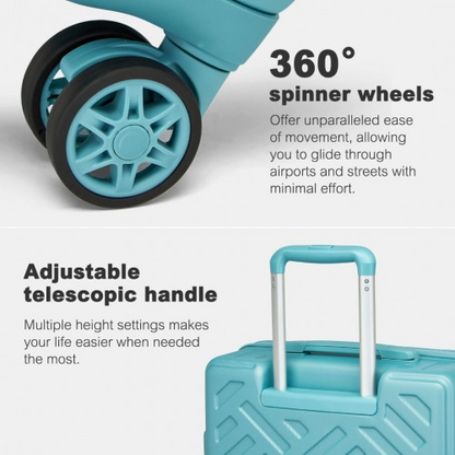 Supercase 24 Inch Sleek Geometric Pattern Hard Shell ABS+PC Check-In Suitcase with TSA Lock - Blue