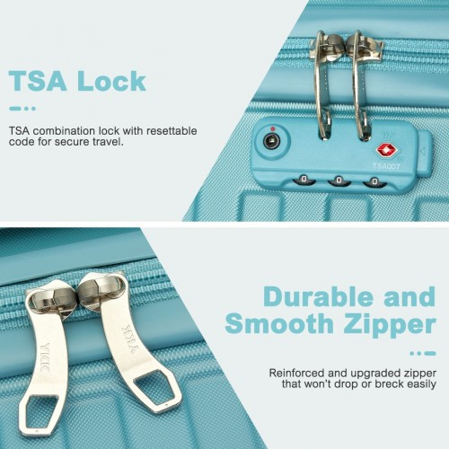 Supercase 24 Inch Sleek Geometric Pattern Hard Shell ABS+PC Check-In Suitcase with TSA Lock - Blue