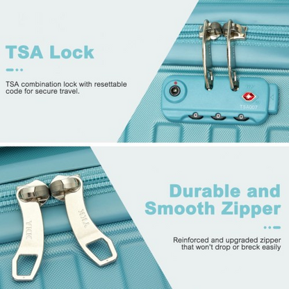 Supercase 24 Inch Sleek Geometric Pattern Hard Shell ABS+PC Check-In Suitcase with TSA Lock - Blue