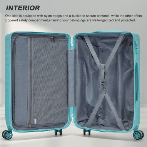 Supercase 24 Inch Sleek Geometric Pattern Hard Shell ABS+PC Check-In Suitcase with TSA Lock - Blue