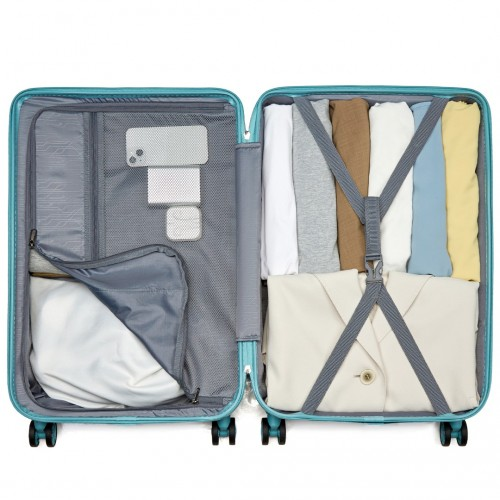 Supercase 24 Inch Sleek Geometric Pattern Hard Shell ABS+PC Check-In Suitcase with TSA Lock - Blue