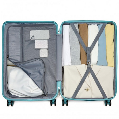 Supercase 24 Inch Sleek Geometric Pattern Hard Shell ABS+PC Check-In Suitcase with TSA Lock - Blue