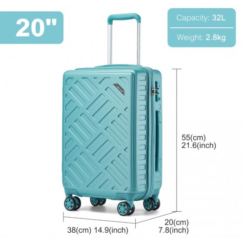 Supercase 20 Inch Hard Shell Cabin Carry-On Suitcase with TSA Lock - Sleek Geometric Pattern, Blue