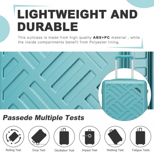 Supercase 20 Inch Hard Shell Cabin Carry-On Suitcase with TSA Lock - Sleek Geometric Pattern, Blue