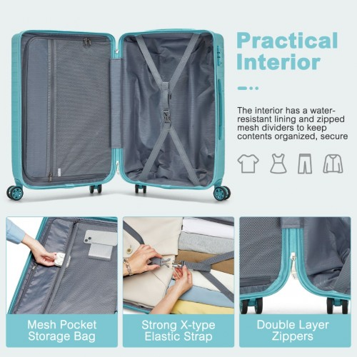 Supercase 20 Inch Hard Shell Cabin Carry-On Suitcase with TSA Lock - Sleek Geometric Pattern, Blue