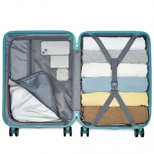 Supercase 20 Inch Hard Shell Cabin Carry-On Suitcase with TSA Lock - Sleek Geometric Pattern, Blue