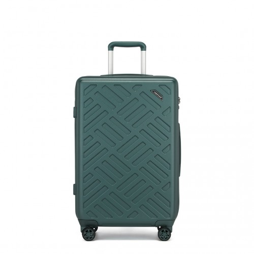 Supercase 24 Inch Sleek Geometric Pattern Hard Shell Suitcase with TSA Lock - Military Green