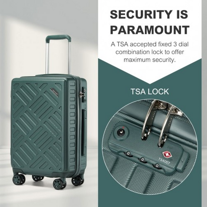 Supercase 24 Inch Sleek Geometric Pattern Hard Shell Suitcase with TSA Lock - Military Green