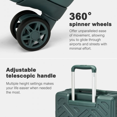 Supercase 24 Inch Sleek Geometric Pattern Hard Shell Suitcase with TSA Lock - Military Green