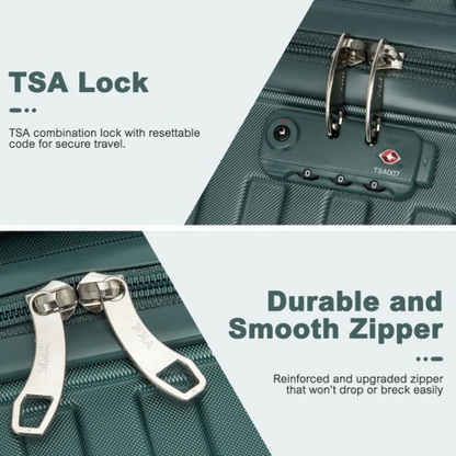 Supercase 24 Inch Sleek Geometric Pattern Hard Shell Suitcase with TSA Lock - Military Green