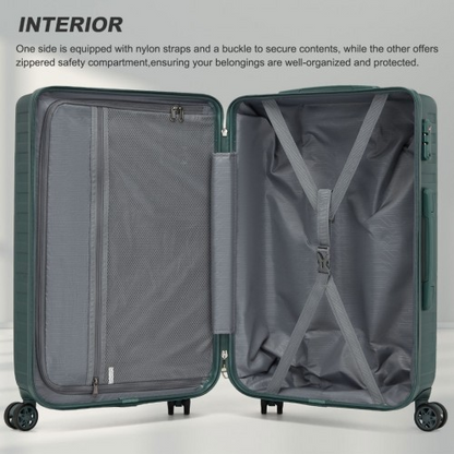 Supercase 24 Inch Sleek Geometric Pattern Hard Shell Suitcase with TSA Lock - Military Green