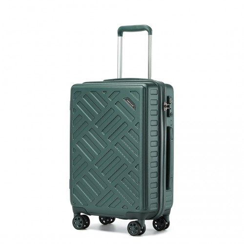 Supercase 20 Inch Sleek Geometric Pattern Hard Shell ABS+PC Cabin Carry-On Suitcase with TSA Lock - Military Green