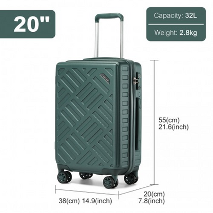 Supercase 20 Inch Sleek Geometric Pattern Hard Shell ABS+PC Cabin Carry-On Suitcase with TSA Lock - Military Green