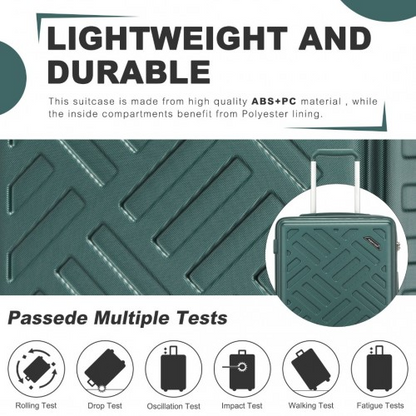 Supercase 20 Inch Sleek Geometric Pattern Hard Shell ABS+PC Cabin Carry-On Suitcase with TSA Lock - Military Green
