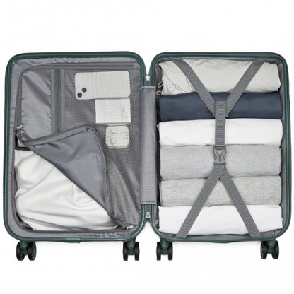 Supercase 20 Inch Sleek Geometric Pattern Hard Shell ABS+PC Cabin Carry-On Suitcase with TSA Lock - Military Green