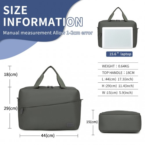 Kono Water-Resistant Travel Bag with Laptop Sleeve - Multi-Functional Large Capacity Tote for Men & Women – Grey