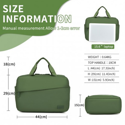 Kono Water-Resistant Travel Bag with Laptop Sleeve – Multi-Functional Large Capacity Tote for Business & Weekend – Green