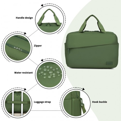 Kono Water-Resistant Travel Bag with Laptop Sleeve – Multi-Functional Large Capacity Tote for Business & Weekend – Green