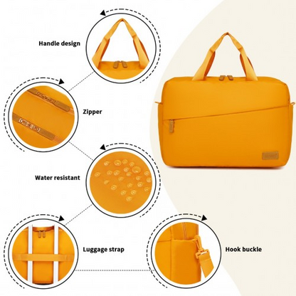 Kono Water-Resistant Travel Bag with Laptop Sleeve - Multi-Functional Large Capacity Tote for Business & Weekend - Yellow