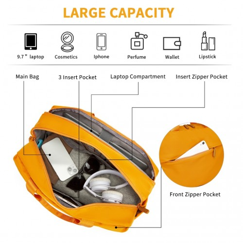 Kono Water-Resistant Travel Bag with Laptop Sleeve - Multi-Functional Large Capacity Tote for Business & Weekend - Yellow