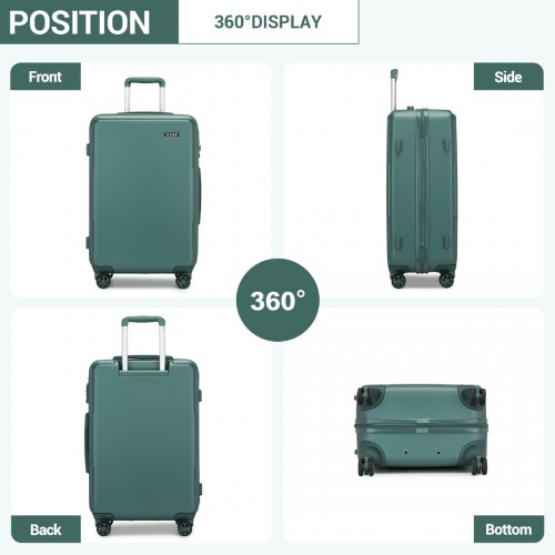 Kono 20 Inch Military Green Cabin Size Hard Shell Carry-On Suitcase with TSA Lock and 360° Spinner Wheels