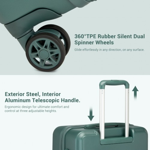 Kono 20 Inch Military Green Cabin Size Hard Shell Carry-On Suitcase with TSA Lock and 360° Spinner Wheels