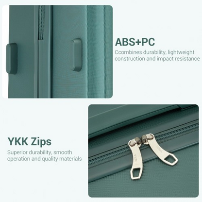 Kono 20 Inch Military Green Cabin Size Hard Shell Carry-On Suitcase with TSA Lock and 360° Spinner Wheels