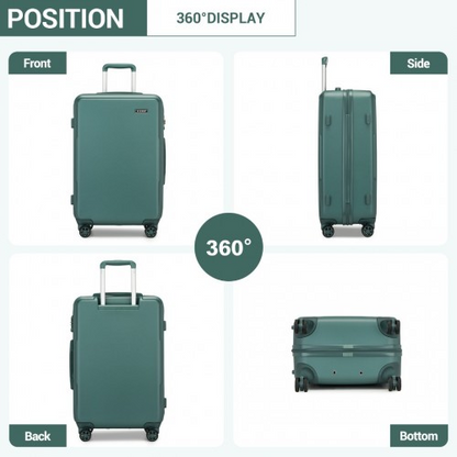 KONO 24 Inch Minimalist Hard Shell Check-In Suitcase with TSA Lock & 360° Spinner Wheels - Military Green