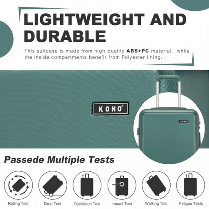 KONO 24 Inch Minimalist Hard Shell Check-In Suitcase with TSA Lock & 360° Spinner Wheels - Military Green
