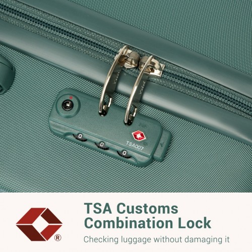 KONO 24 Inch Minimalist Hard Shell Check-In Suitcase with TSA Lock & 360° Spinner Wheels - Military Green