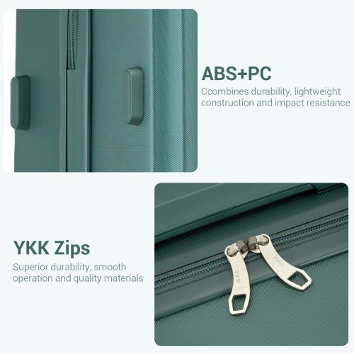 KONO 24 Inch Minimalist Hard Shell Check-In Suitcase with TSA Lock & 360° Spinner Wheels - Military Green