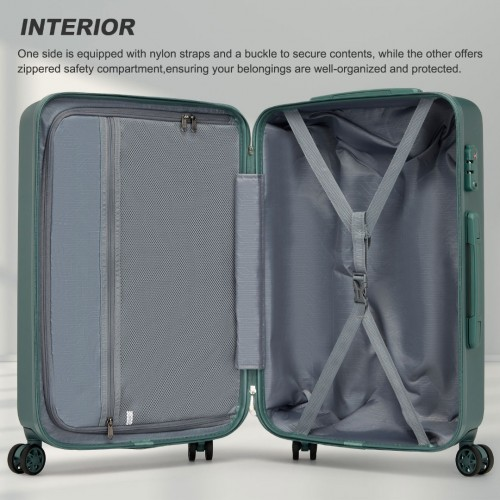 KONO 24 Inch Minimalist Hard Shell Check-In Suitcase with TSA Lock & 360° Spinner Wheels - Military Green