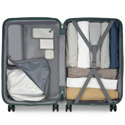 KONO 24 Inch Minimalist Hard Shell Check-In Suitcase with TSA Lock & 360° Spinner Wheels - Military Green