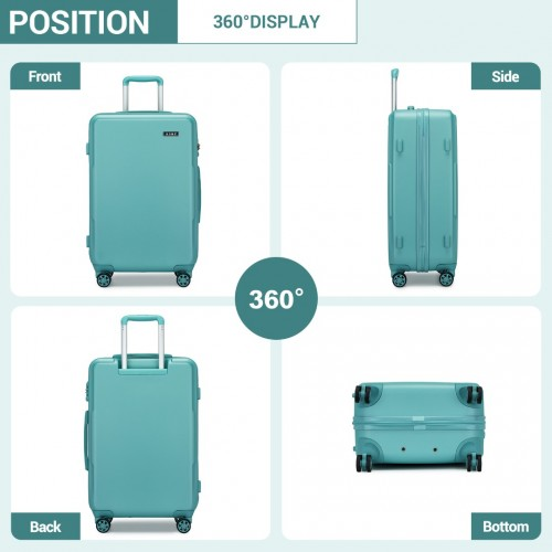 Kono 24 Inch Minimalist Hard Shell ABS+PC Check-In Suitcase with TSA Lock & 360° Spinner Wheels - Blue