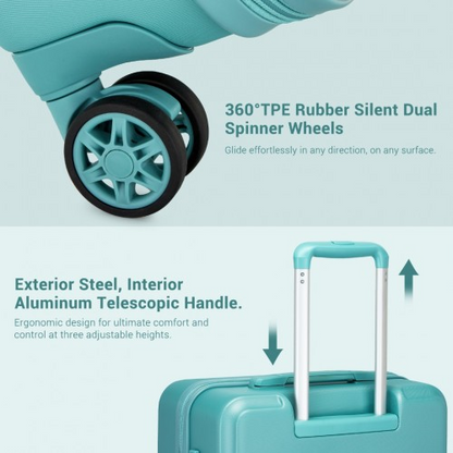 Kono 24 Inch Minimalist Hard Shell ABS+PC Check-In Suitcase with TSA Lock & 360° Spinner Wheels - Blue