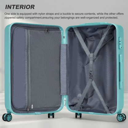Kono 24 Inch Minimalist Hard Shell ABS+PC Check-In Suitcase with TSA Lock & 360° Spinner Wheels - Blue