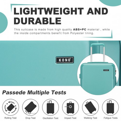 Kono 20-Inch Minimalist Hard Shell Carry-On Suitcase with TSA Lock & 360° Spinner Wheels - Blue